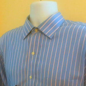 BROOKS BROTHERS Light Blue, Red & White Striped
